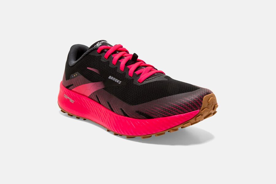 Brooks Running Shoes - Catamount Trail Womens - Black/Red - SEO-590248